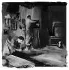 Enrico Freitag<br><p class='title'>The cleaners V</p>, 2012<br>Collage, Acryl auf Papier<br> 20 x 20  cm<br> verkauft